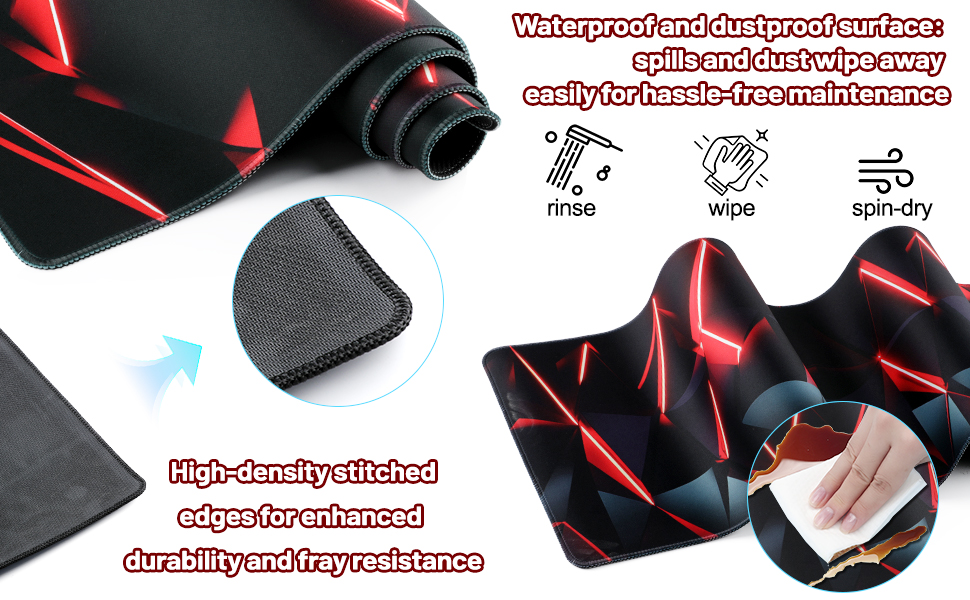 Reinforced edges; water-resistant and easy to clean