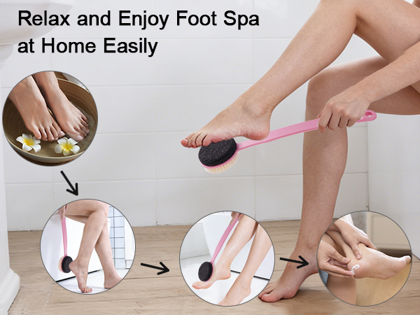 Long Handle Pumice Stone Brush for Feet Callus Remover