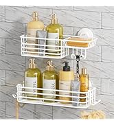 TAILI Shower Caddy Suction Cup 2 Pack with Hooks &amp; Soap Holder, Heavy Duty Shower Organizer for B...