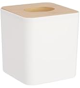 Sumnacon Square Tissue Box Cover - Farmhouse Cube Tissue Box Holder with Bamboo Lid Plate, Boho W...