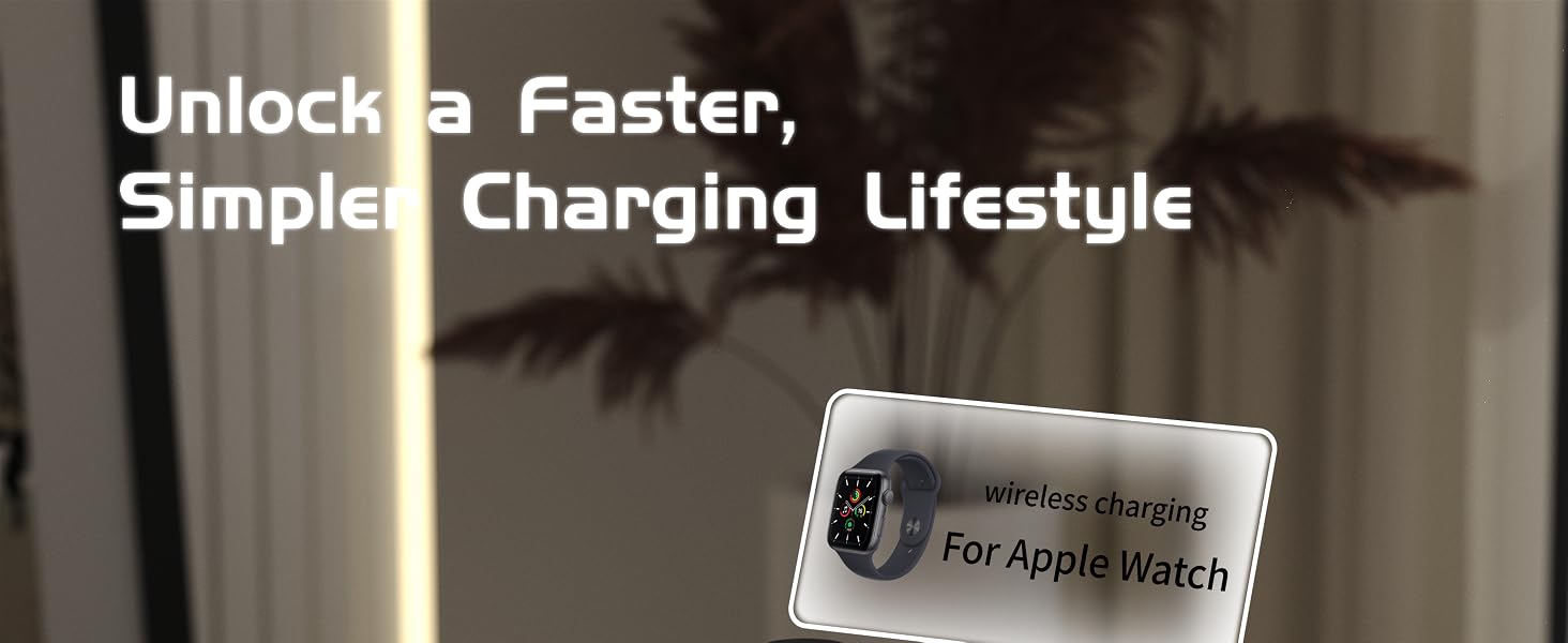 Wireless Charger for iPhone, 6in1 Fast Phone Charger Stand Dock Alarm Clock Night Light