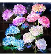 4 Pack Solar Garden Lights Outdoor, Colorful LED Waterproof Solar Powered Hydrangea Flowers Lands...