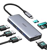 USB C Hub Adapter for MacBook Air Pro USB-C HDMI Dongle for Mac Converter 6 in 1 with 4K HDMI,USB...