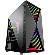 Bgears b-BlackWidow-RGB Black Gaming PC ATX case, Special Ripple effect Front Panel, Tempered Gla...