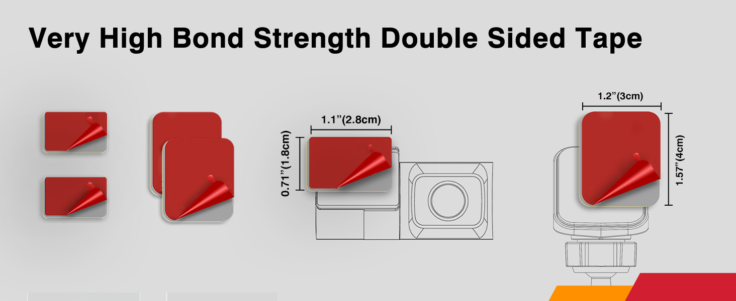 high bond strength double sided dash cam adhesive