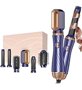 6 in 1 Blow Dryer Brush, Detachable Hair Dryer Brush Air Curler Air Styler Wrap, Curly Twist Hot ...