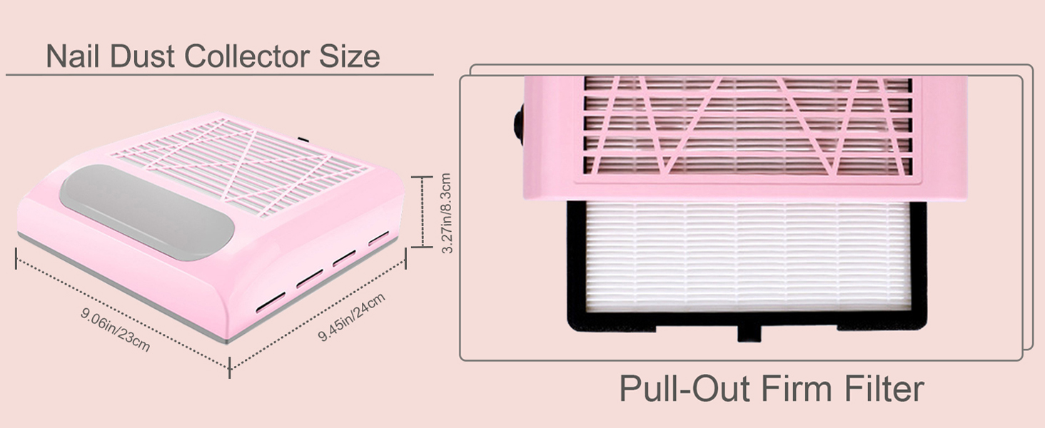 ibubu Professional Nail Dust Collector Machine 80W Pink