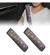 AOCISKA 2 Pack Bling Seat Belt Shoulder Pads,Soft PU Leather Seat Belt Shoulder Pads with Bling R...