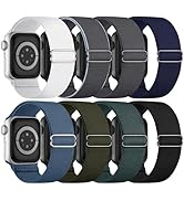 8 Pack Stretchy Solo Loop Band Compatible with Apple Watch Bands for Women Men 40mm 38mm 41mm 42m...
