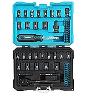 LIBRATON 71PCS 1/4 Impact Socket and Bit Set, SAE(5/32-9/16")&amp;Metric(4-15MM) Impact Socket Set, C...
