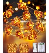 2 Pack 30 LED Acorn Fall Decorations, String Lights Battery Operated Remote | 20FT 3D Acorn Fairy...
