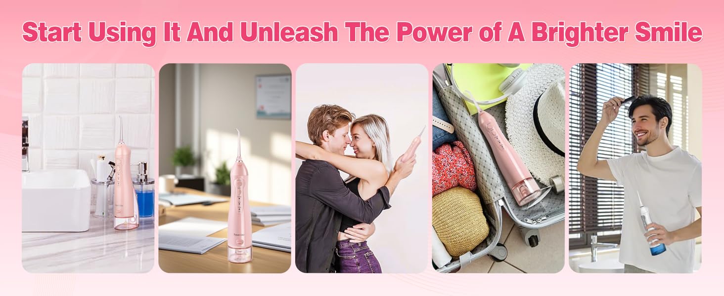 Tovendor water dental flosser pick teeth cordlss portable Hilo dental con agua, recoge los dientes