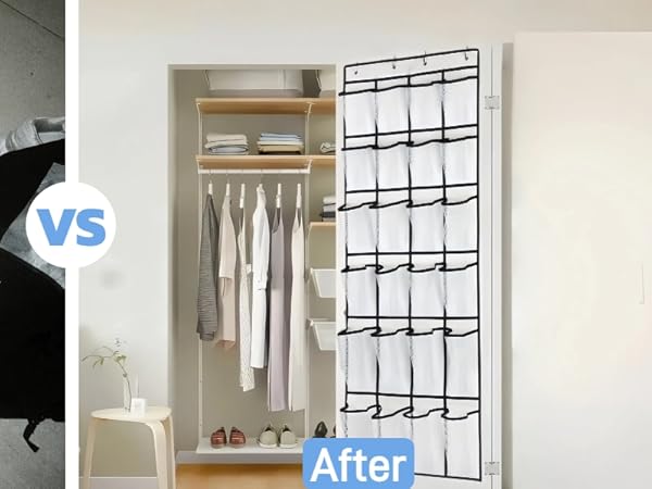 Hanging Shoe Organizer for Door with 24 Mesh Pockets