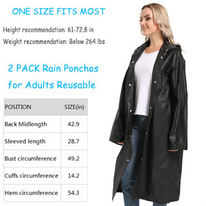 Rain Poncho Reusable