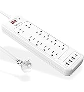 Power Strip, Surge Protector with 10 Outlets and 3 USB Ports (5V/2.4A) &amp; 1 USB-C Port (5V/3A), 18...