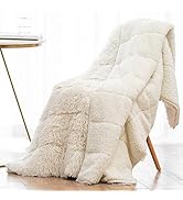 Wemore Shaggy Long Fur Faux Fur Weighted Blanket, Cozy and Fluffy Plush Sherpa Long Hair Blanket ...