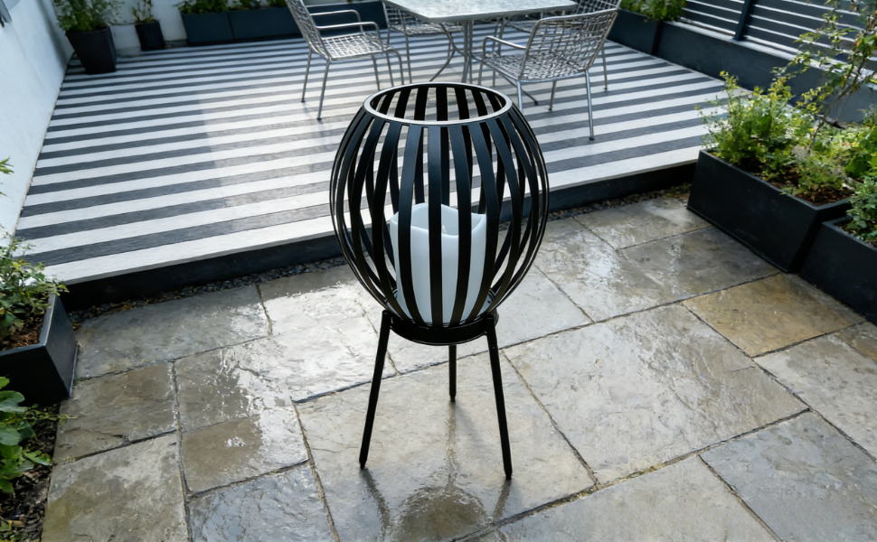 Solar Powered Outdoor Floor Lamp (Stripes)-2