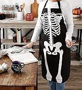 Skeleton print apron on a model