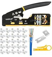 RJ45 Crimping Tool Pass Through Ethernet Crimper for Cat6 Cat5 Cat5e RJ45 Pass Through Connectors...