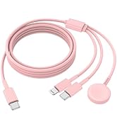 QZIIW Charger Cable, USB C Charging Cable, 3 in 1 Charging Cable 6 FT (Pink)