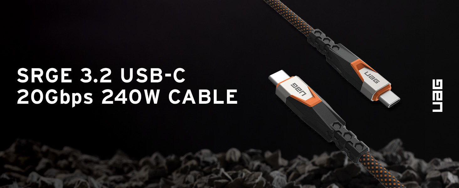 URBAN ARMOR GEAR UAG SRGE USB 3.2 Gen 2 240W 20Gbps USB-C to USB-C Cable