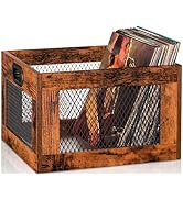 3IngSeagulls Vinyl Record Storage Crate Wooden Record Holder, Classic Cube Record Organizer Stora...