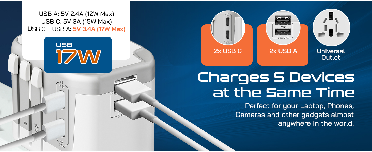 universal plug adapter for worldwide travel