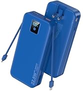 Portable Charger, 20000mAh 22.5W Fast Charging Power Bank with Built-in Cables & Wall Plug, Trave...