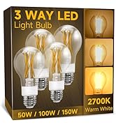 UNILAMP 3 Way Light Bulbs 50 100 150w Equivalent, Soft White 2700K, E26 Medium Base LED Light Bul...