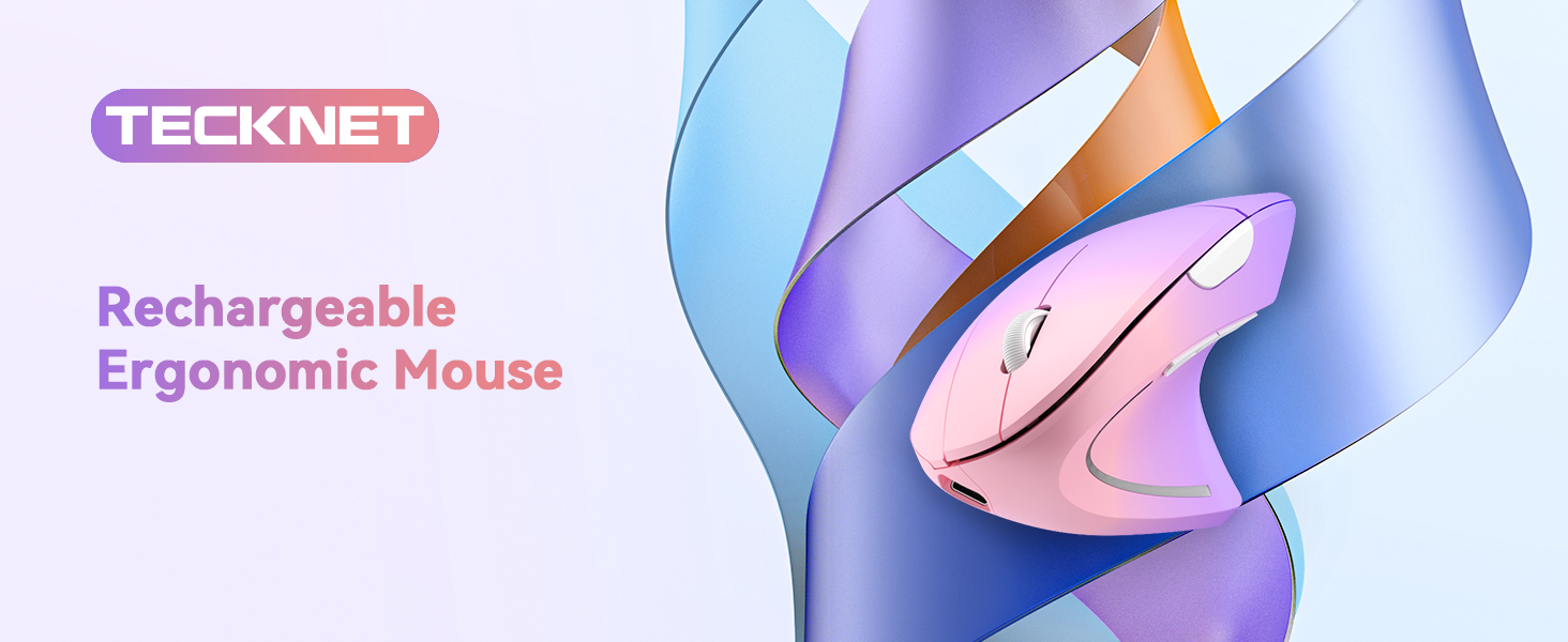 TECKNET Ergonomic Mouse Wireless, Rechargeable Mouse 