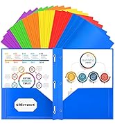 Officygnet 18 Packs 2 Pocket Folders with 3 Prongs Fastener Clasps, Bulk Heavy Duty Plastic Folde...