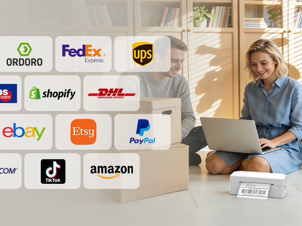 Bluetooth label printer works effortlessly with ,eBay,Shopify,USPS,Etsy,PayPal