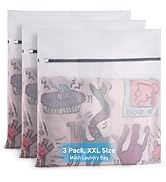 3 Pcs Mesh Laundry Bags Set for Delicates with AUTO-Lock Zipper, Lingerie Bags for Washing Delica...