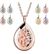 RoyAroma Rose Gold Aromatherapy Essential Oil Diffuser Necklace Stainless Steel Pendant Perfume L...