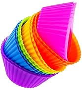 Cupcake Liners - Reusable Silicone Cupcake Baking Cups - Non-Stick Baking Muffins Mold - Use As L...