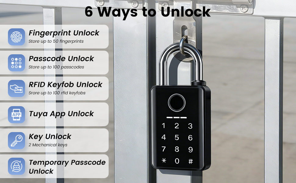 smart padlock outdoor weatherproof