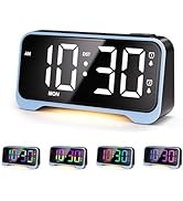 Digital Alarm Clock with RGB Display for Kids & Teens, Dual Alarms, Adjustable Volume, Night Ligh...