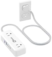 5 USB(3 USB C) Travel Power Strip Flat Plug Extension Cord with USB Charging Station 24W/4.8A and...