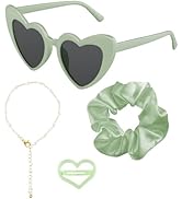 PLULON 4 Pcs Bridesmaid Proposal Gifts Bachelorette Party Favors, Heart Sunglasses Satin Hair Ban...