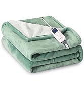Cozorbt Heat Blanket 50”x60” Throw,Soft Flannel &amp; Sherpa Reversible Electric Blanket with 10 Heat...