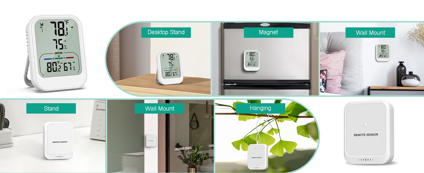 Digital Thermometer Hygrometer, Wireless Indoor Outdoor Thermometer