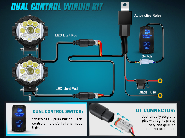 High Quality Dual Control Switch DT Connectors Wiring Harness Kit