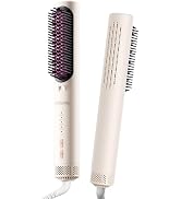 MinHuang 3 in 1 Ionic Hair Straightener Brush with Cool Air Technology, Fast Heating Comb Volumiz...