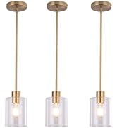 KLSS Brass Pendant Lights Kitchen Island - Gold Clear Glass Pendant Light Fixture Multiple Stems ...