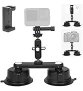 Mechrig Car Camera Suction Cup Mount Kit, Dual Suction Cup Mount with 360° BallHead Magic Arm/Qui...