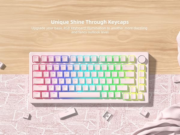 Womier Pudding Keycaps, Black PBT Keycaps 60 65 75 100 Percent 130 Keys, Shine Through Key Cap