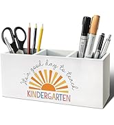 ELMCH Teacher Pen Pencil Holder, Kindergarten Teacher Gifts for Women Wood Desk Organizer and Acc...