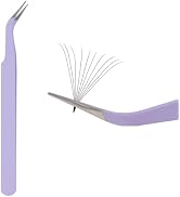 Professional Eyelash Tweezers - Stainless Steel Lash Applicator Tool for False Eyelashes, Precisi...