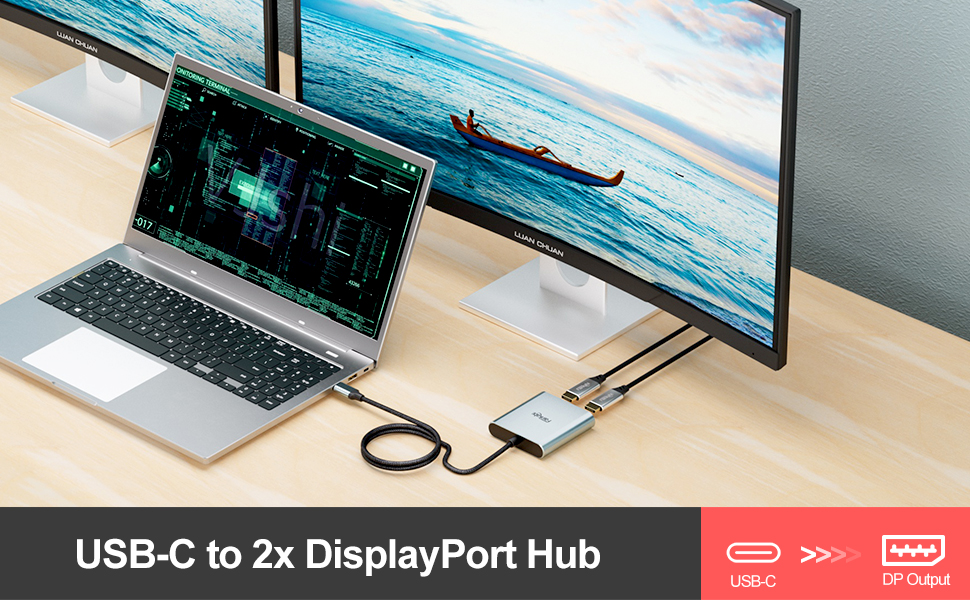 USB C to Dual DisplayPort adapter