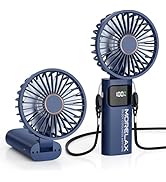 Portable Handheld Fan, USB Rechargeable Foldable Mini Personal Fan, 5200mAh, 180 Adjustable, 6 Sp...